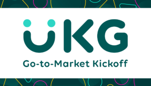 UKG Logo in green text, with Go to Market Kickoff below in same font.
